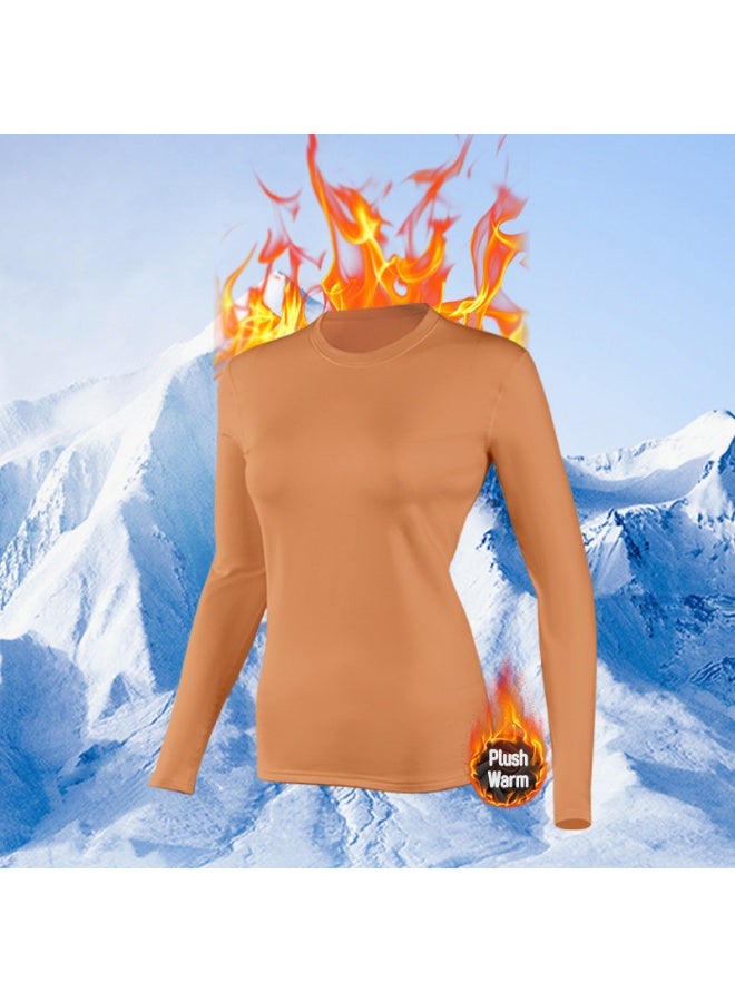 طقم ملابس داخلية نسائية حرارية، يتكون من قميص طويل الأكمام مبطن بالفليس وسروال مطابق. يتضمن طقم بيجامة مبطن بالصوف، مناسب للارتداء اليومي والأنشطة الخارجية مثل الجري والعمل والتزلج والمشي لمسافات طويلة والمشي. - Image 3